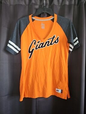 Nike Orange V-Neck San Francisco 'Giants' Raglan Sleeve Tee